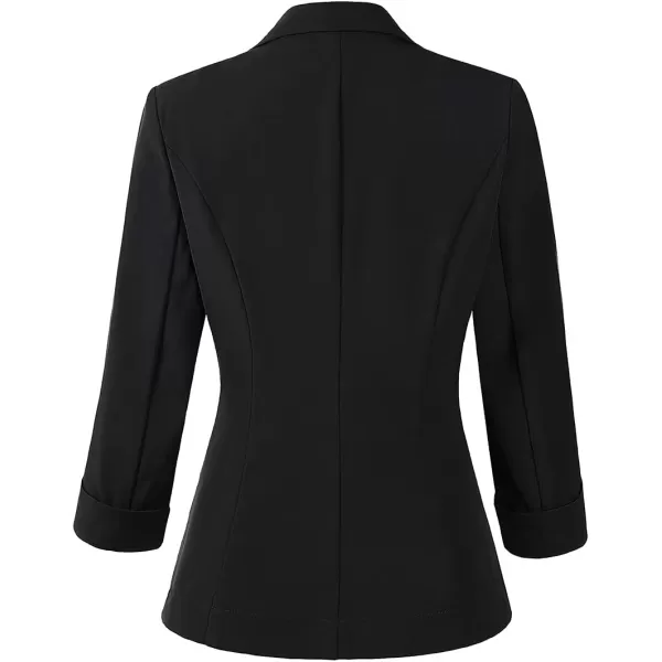 Womens Casual Blazers 34 Sleeve Lightweight Office Work Suit Jacket Floral Blazer1906 Black