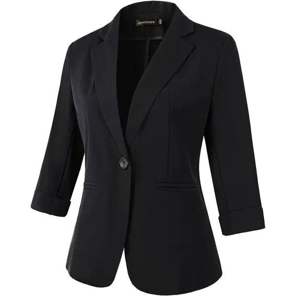 Womens Casual Blazers 34 Sleeve Lightweight Office Work Suit Jacket Floral Blazer1906 Black