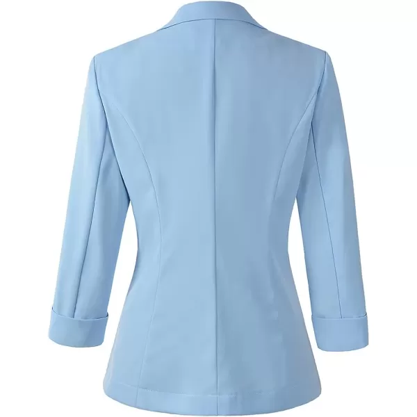 Womens Casual Blazers 34 Sleeve Lightweight Office Work Suit Jacket Floral Blazer1906 Light Blue