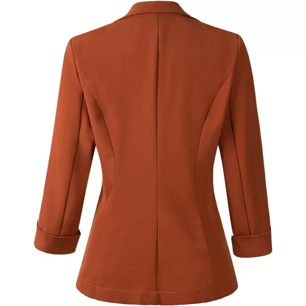Womens Casual Blazers 34 Sleeve Lightweight Office Work Suit Jacket Floral Blazer1906 Orange