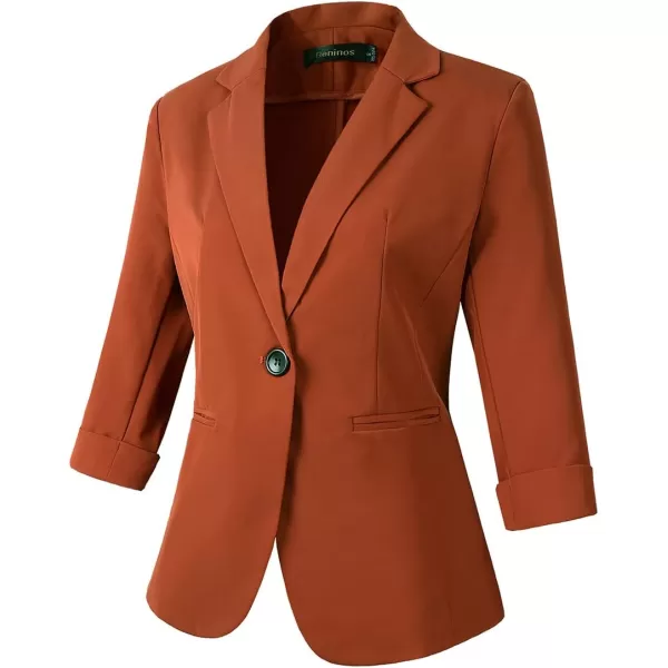 Womens Casual Blazers 34 Sleeve Lightweight Office Work Suit Jacket Floral Blazer1906 Orange