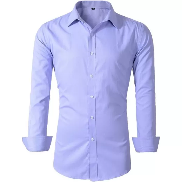 Beninos Mens Long Sleeve Slim Fit Dress ShirtsPurple