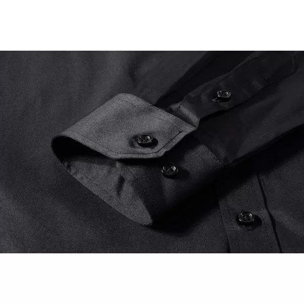 Beninos Mens Slim Fit Solid Point Collar Button Down Dress ShirtBlack