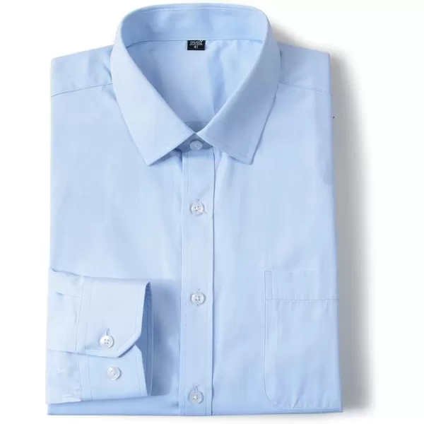 Beninos Mens Slim Fit Solid Point Collar Button Down Dress ShirtLight Blue