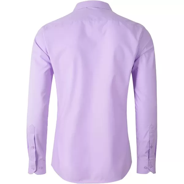 Beninos Mens Slim Fit Solid Point Collar Button Down Dress ShirtPurple