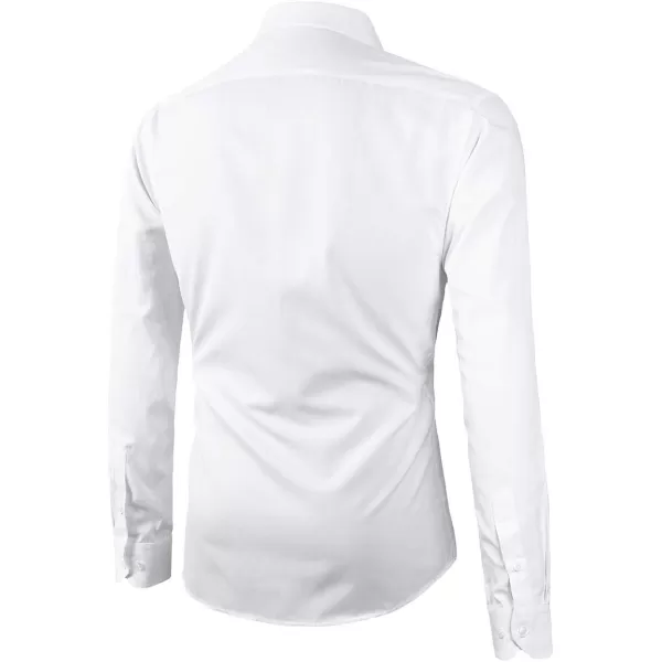 Beninos Mens Slim Fit Solid Point Collar Button Down Dress ShirtWhite