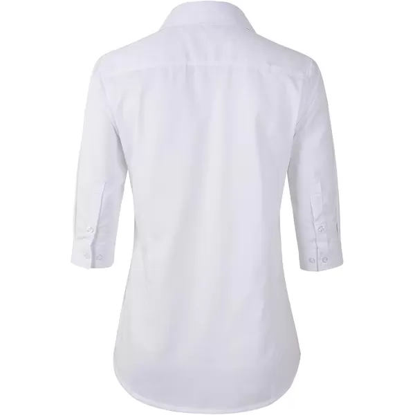 Beninos Womens 34 Sleeve Formal Work Wear White Button Down ShirtWhite