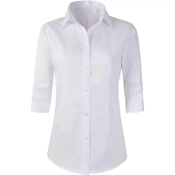 Beninos Womens 34 Sleeve Formal Work Wear White Button Down ShirtWhite