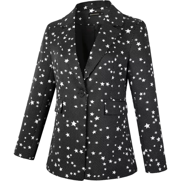 Beninos Womens Blazers Casual One Button Blazer JacketBlack