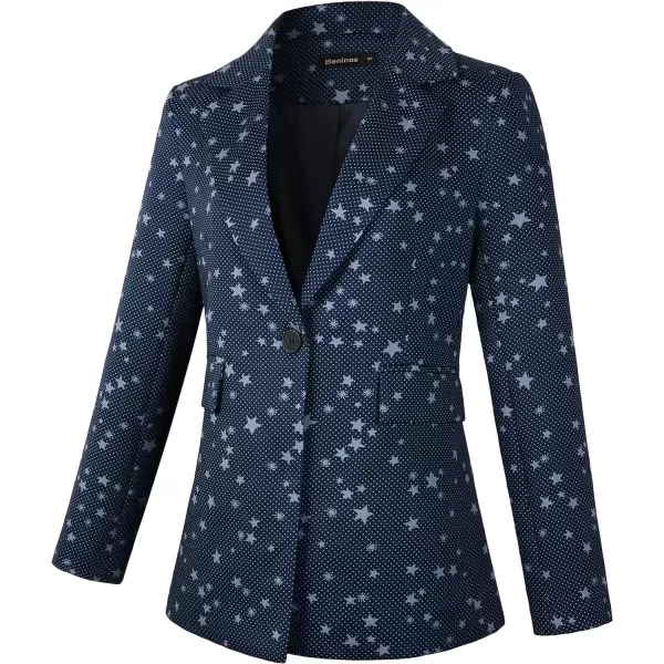 Beninos Womens Blazers Casual One Button Blazer JacketNavy
