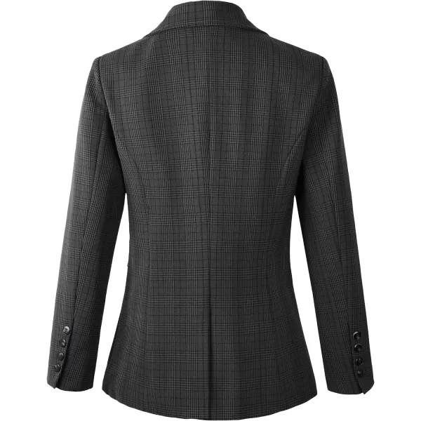 Beninos Womens Casual Blazers One Button Plaid Blazer JacketDeep Grey