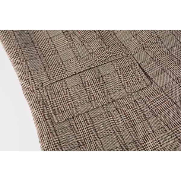 Beninos Womens Casual Blazers One Button Plaid Blazer JacketKhaki