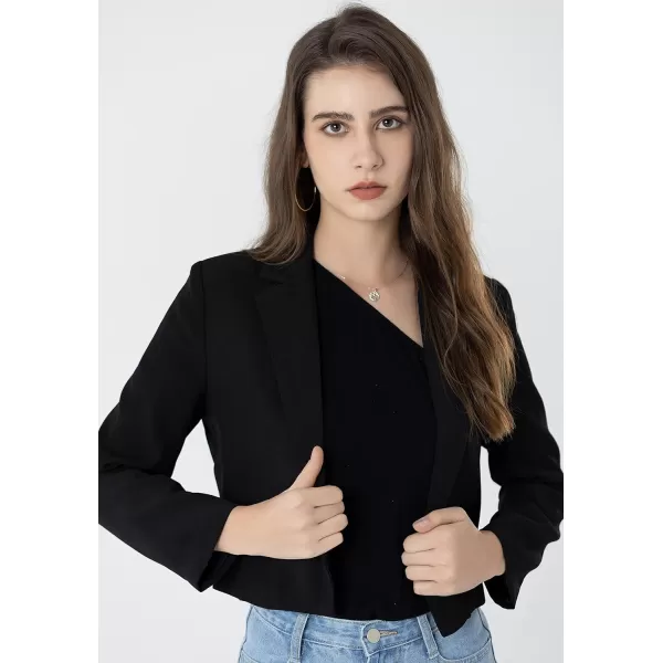 Beninos Womens Casual Blazers Open Front Crop Blazer JacketBlack