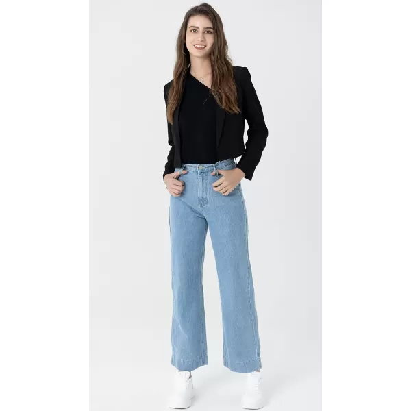 Beninos Womens Casual Blazers Open Front Crop Blazer JacketBlack