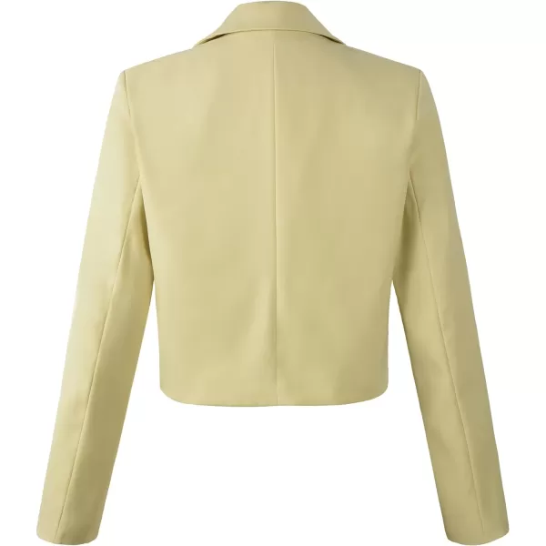Beninos Womens Casual Blazers Open Front Crop Blazer JacketGreen