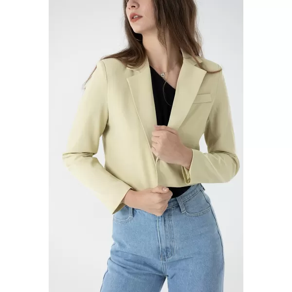 Beninos Womens Casual Blazers Open Front Crop Blazer JacketGreen