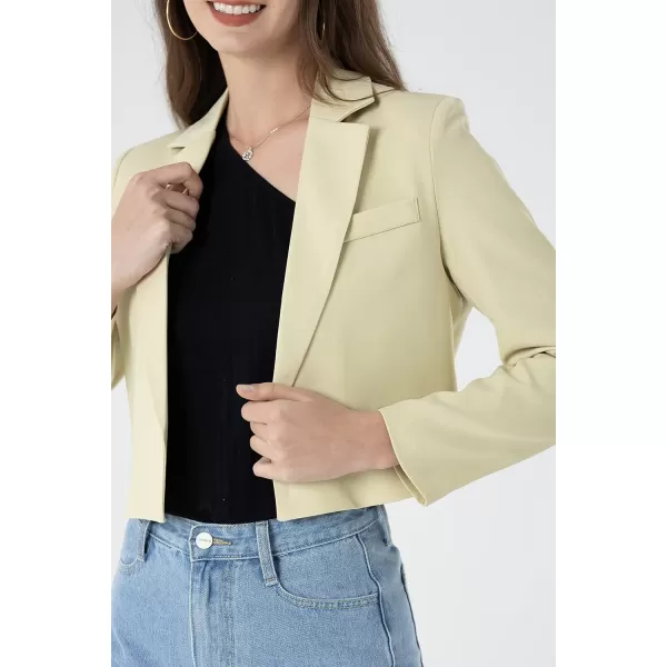 Beninos Womens Casual Blazers Open Front Crop Blazer JacketGreen
