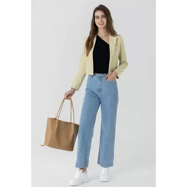 Beninos Womens Casual Blazers Open Front Crop Blazer JacketGreen