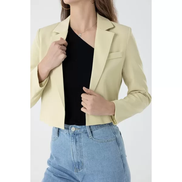 Beninos Womens Casual Blazers Open Front Crop Blazer JacketGreen