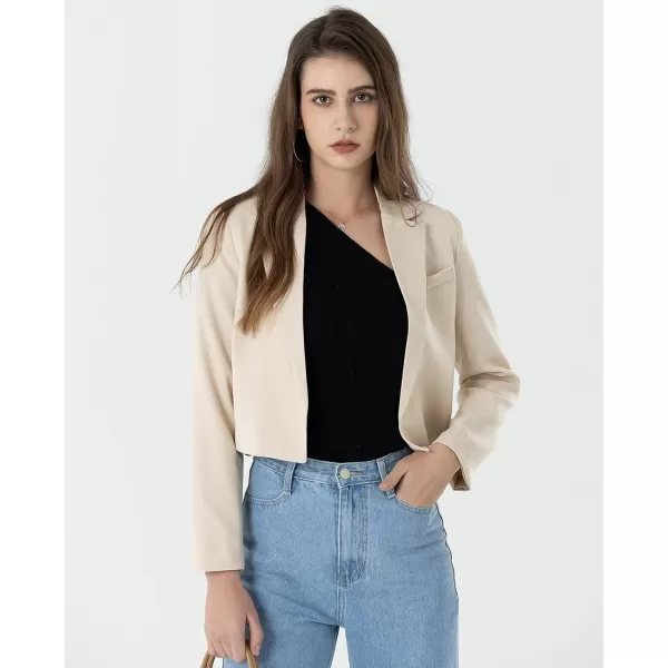 Beninos Womens Casual Blazers Open Front Crop Blazer JacketKhaki