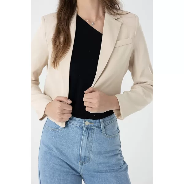 Beninos Womens Casual Blazers Open Front Crop Blazer JacketKhaki