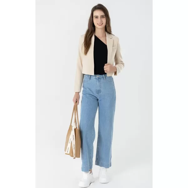 Beninos Womens Casual Blazers Open Front Crop Blazer JacketKhaki