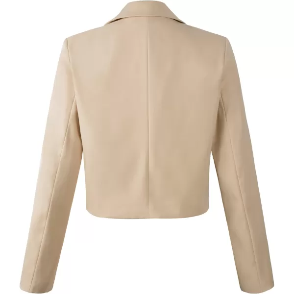 Beninos Womens Casual Blazers Open Front Crop Blazer JacketKhaki