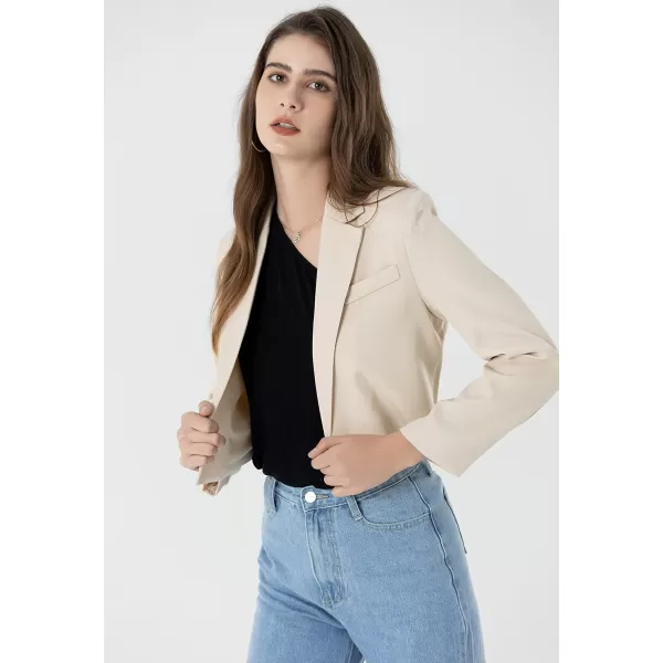 Beninos Womens Casual Blazers Open Front Crop Blazer JacketKhaki