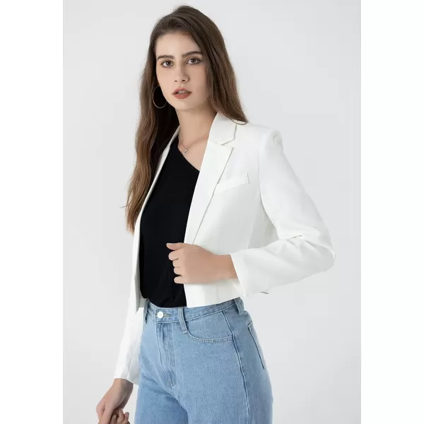 Beninos Womens Casual Blazers Open Front Crop Blazer JacketWhite