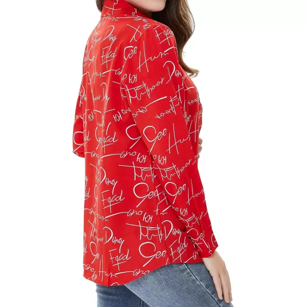 Beninos Womens Casual Blouses Long Sleeve Button Down Shirt111 Red