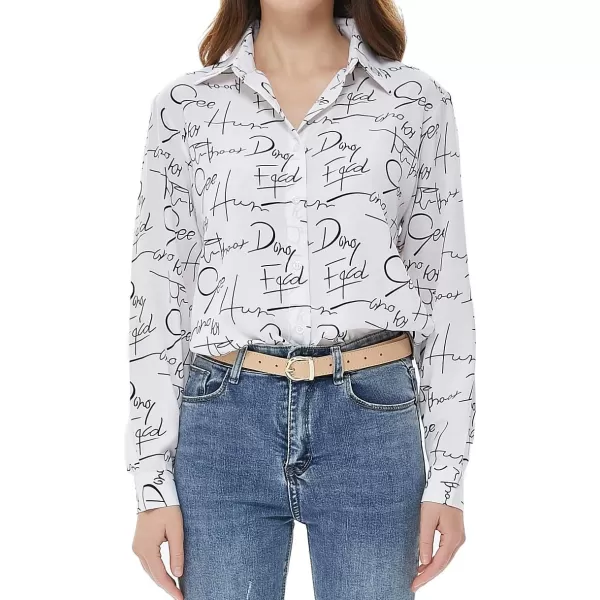 Beninos Womens Casual Blouses Long Sleeve Button Down Shirt111 White