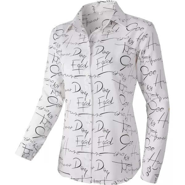 Beninos Womens Casual Blouses Long Sleeve Button Down Shirt111 White