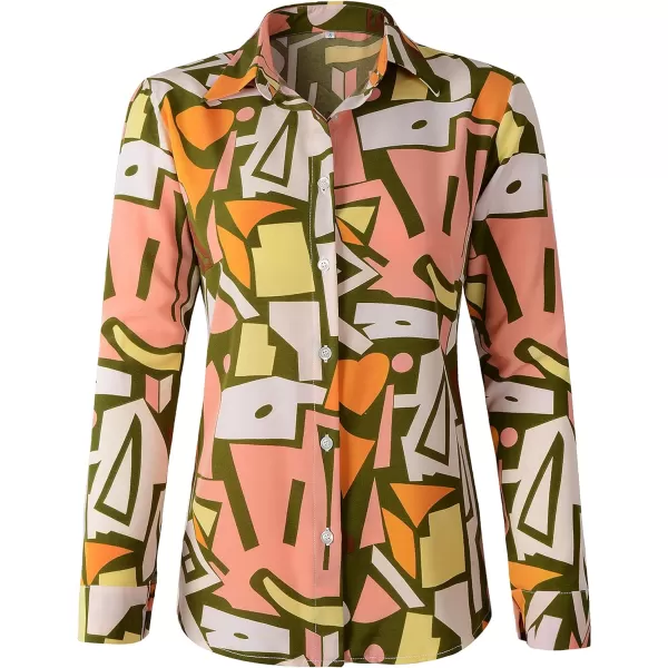 Beninos Womens Casual Blouses Long Sleeve Button Down Shirt1910 Green