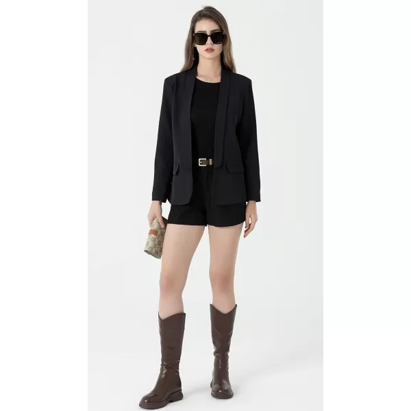 Beninos Womens Casual Long Sleeve Blazer Jackets with No ButtonBlack