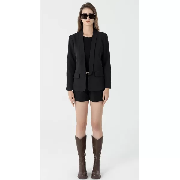 Beninos Womens Casual Long Sleeve Blazer Jackets with No ButtonBlack