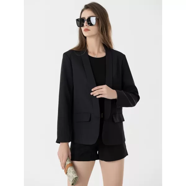 Beninos Womens Casual Long Sleeve Blazer Jackets with No ButtonBlack