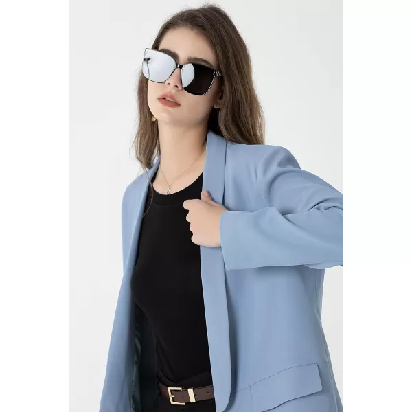 Beninos Womens Casual Long Sleeve Blazer Jackets with No ButtonLight Blue