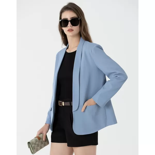 Beninos Womens Casual Long Sleeve Blazer Jackets with No ButtonLight Blue