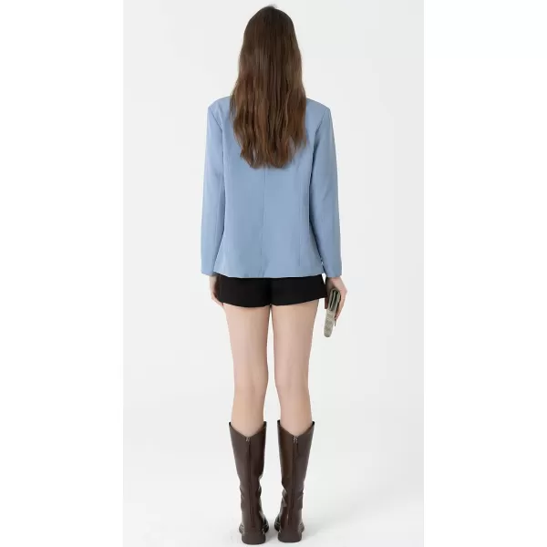 Beninos Womens Casual Long Sleeve Blazer Jackets with No ButtonLight Blue