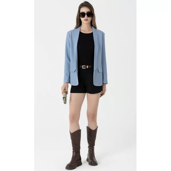 Beninos Womens Casual Long Sleeve Blazer Jackets with No ButtonLight Blue