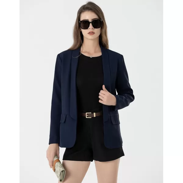 Beninos Womens Casual Long Sleeve Blazer Jackets with No ButtonNavy