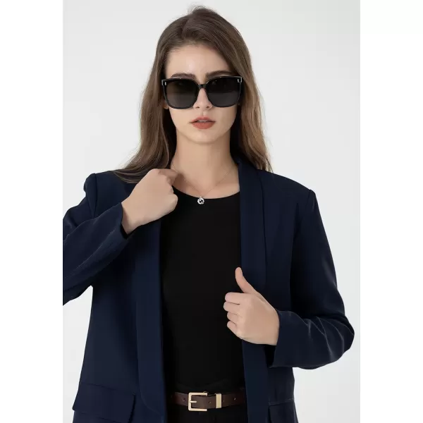Beninos Womens Casual Long Sleeve Blazer Jackets with No ButtonNavy