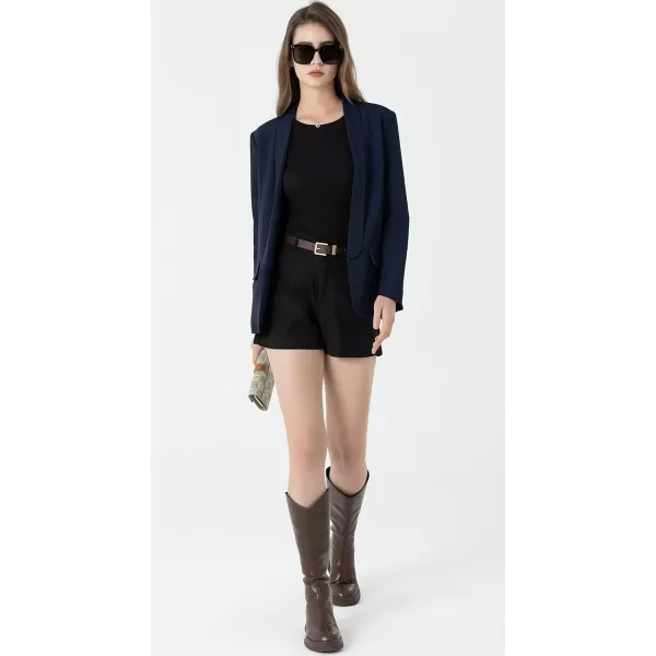 Beninos Womens Casual Long Sleeve Blazer Jackets with No ButtonNavy