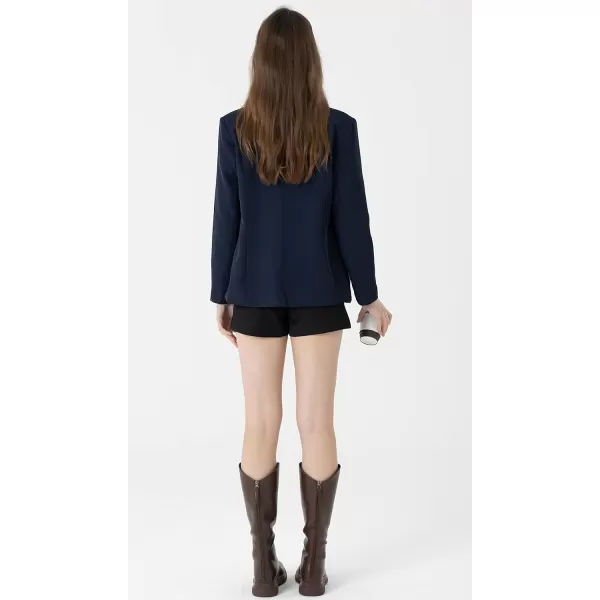 Beninos Womens Casual Long Sleeve Blazer Jackets with No ButtonNavy