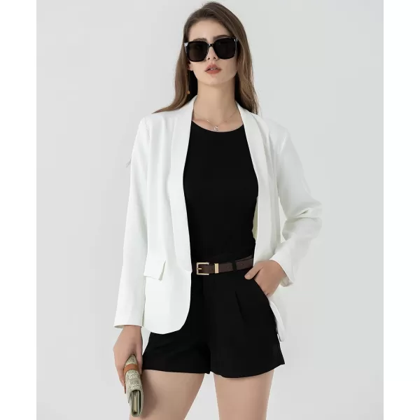 Beninos Womens Casual Long Sleeve Blazer Jackets with No ButtonWhite