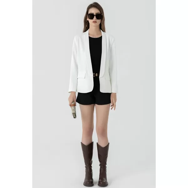 Beninos Womens Casual Long Sleeve Blazer Jackets with No ButtonWhite