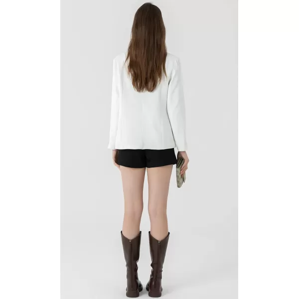 Beninos Womens Casual Long Sleeve Blazer Jackets with No ButtonWhite