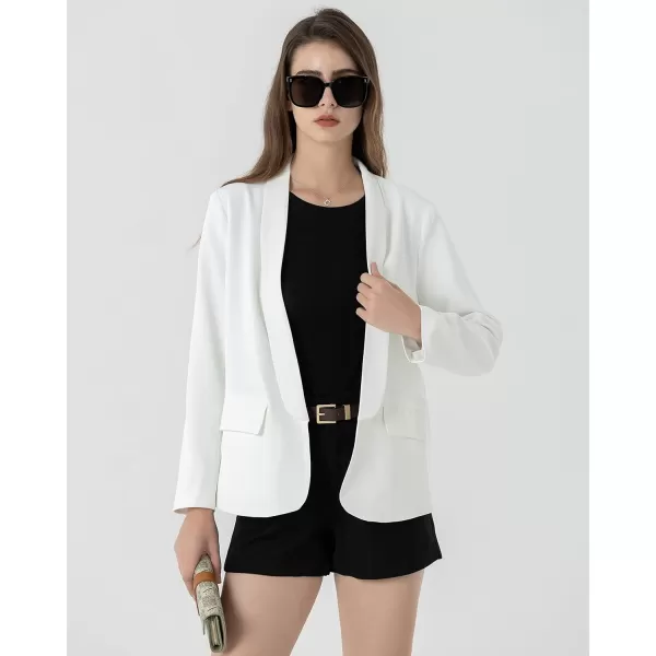 Beninos Womens Casual Long Sleeve Blazer Jackets with No ButtonWhite