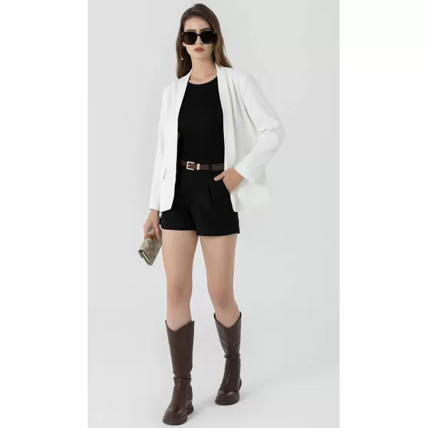 Beninos Womens Casual Long Sleeve Blazer Jackets with No ButtonWhite