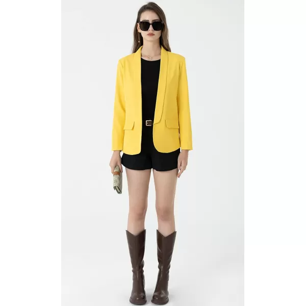 Beninos Womens Casual Long Sleeve Blazer Jackets with No ButtonYellow
